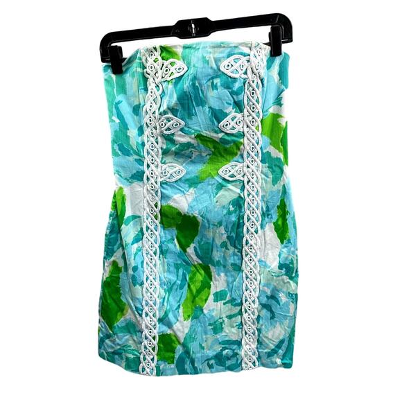 Lilly Pulitzer Tansy Poolside Blue Strapless Dress Size 6 Tropical - Picture 16 of 16